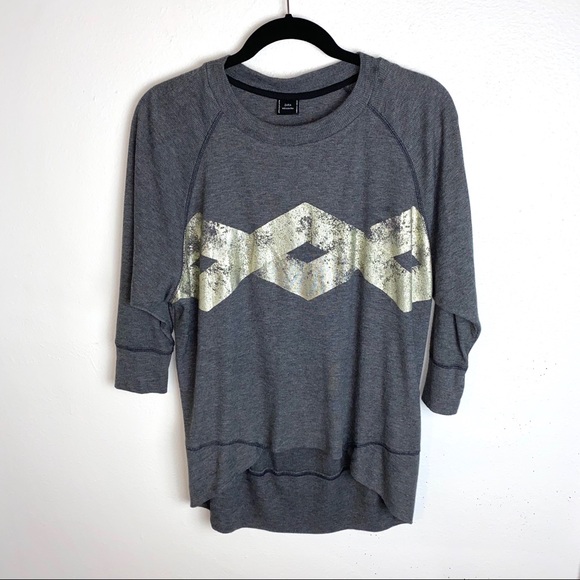 EUC Zara 3/4 Sleeve Hi Low Gray Gold Top Medium - Picture 1 of 5